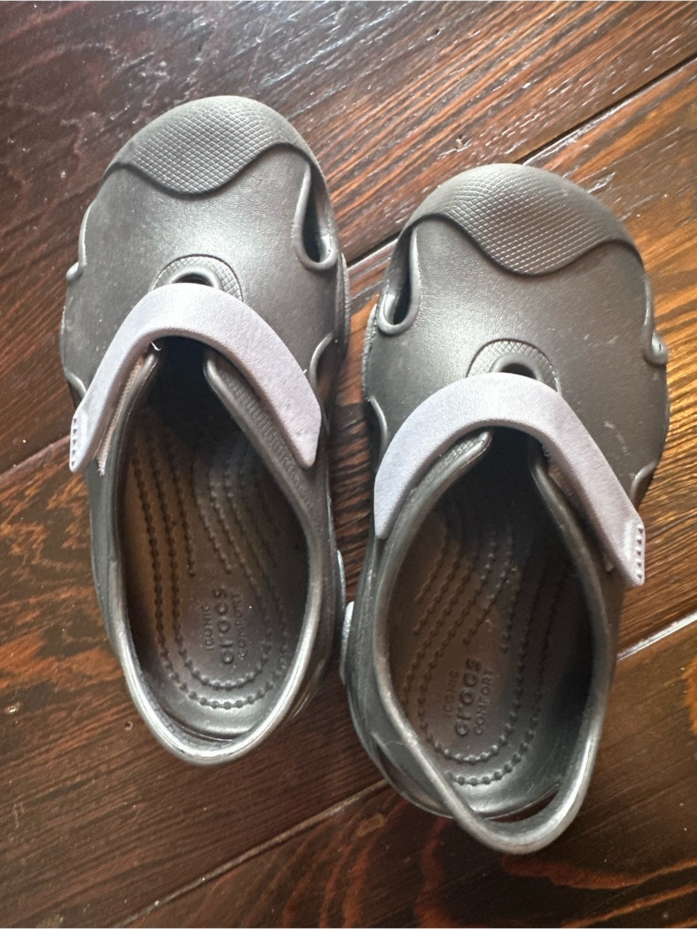 Crocs Kids' All Terrain Fisherman Sandals Black with Grey Strap